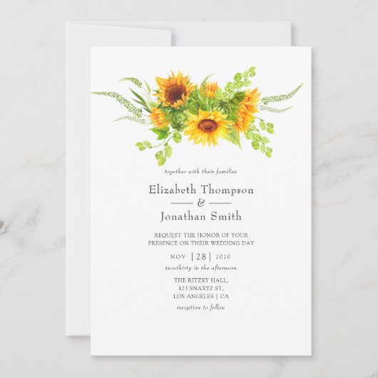 Waterverf Bohemian Sunflower Weddenschap Kaart (Voorkant)