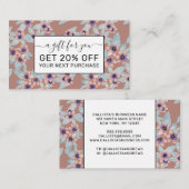 Waterverf Bohemian Terracotta Pink Flowers Kortingskaartje (Voorkant / Achterkant)