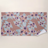 Waterverf Bohemian Terracotta Pink Flowers Strandlaken (Voorkant)