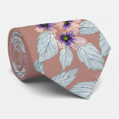 Waterverf Bohemian Terracotta Pink Flowers Stropdas (Opgerold)