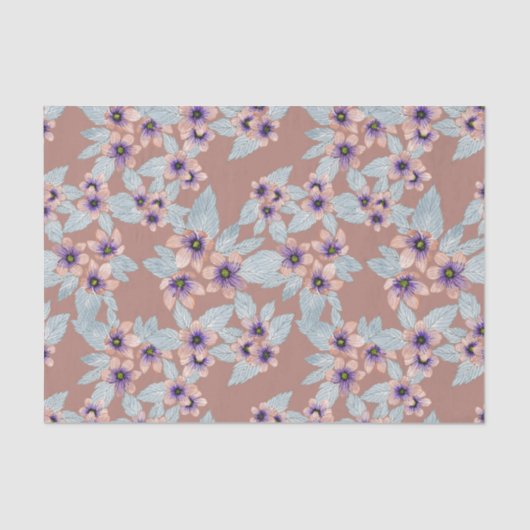 Waterverf Bohemian Terracotta Pink Flowers Tissuepapier (Voorkant)