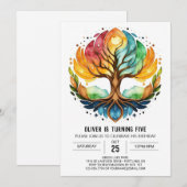 Waterverf Bohemian Tree of Life Verjaardag Kaart (Voorkant / Achterkant)