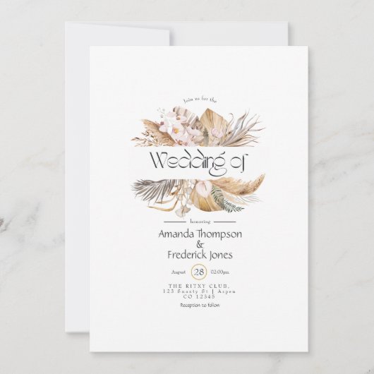 Waterverf Bohemian Wedding Uitnodiging (Voorkant)