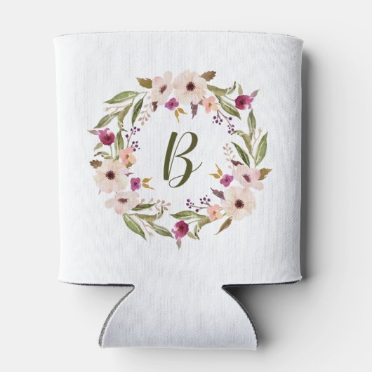 Waterverf bohemien bloemenkrans monogram blikjeskoeler (Achterkant)