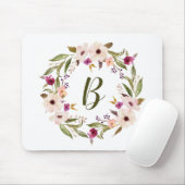 Waterverf bohemien bloemenkrans monogram muismat (Met muis)