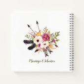 Waterverf bohemien bloemenkrans monogram notitieboek (Achterkant)