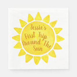 Waterverf Boho 1e verjaardag servetten - eerste re