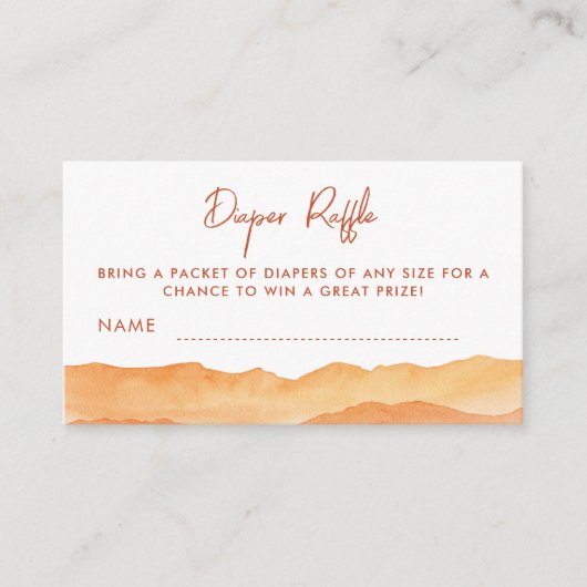 Waterverf Boho Abstracte woestijn Diaper Raffle Informatiekaartje (Voorkant)