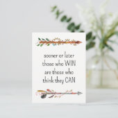 Waterverf Boho Arrow en veren Briefkaart (Staand voorkant)