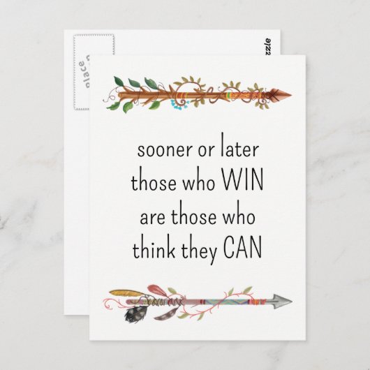 Waterverf Boho Arrow en veren Briefkaart (Voorkant / Achterkant)