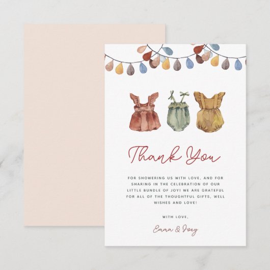 Waterverf Boho Baby Girl Shower Bedankt voor je ka (Voorkant / Achterkant)