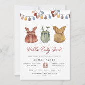 Waterverf Boho Baby Girl Shower Kaart (Voorkant)