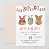 Waterverf Boho Baby Girl Shower Kaart (Voorkant / Achterkant)