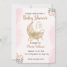 Waterverf Boho Baby Shower Maan Uitnodiging