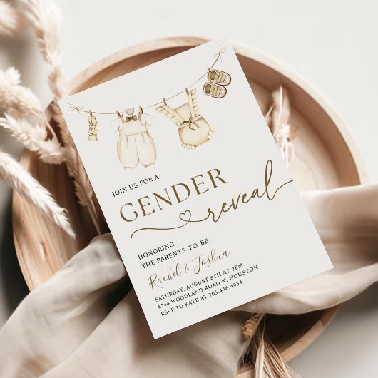 Waterverf Boho Babykleding Geslacht onthullen Kaart