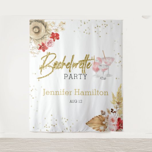 Waterverf Boho Bachelorette Party Achtergrond Wandkleed (Voorkant)