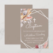 Waterverf Boho Baptism - Framed Baby Dedicatie Kaart (Voorkant / Achterkant)