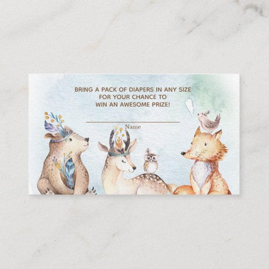 Waterverf Boho Beer Baby shower Informatiekaartje (Achterkant)