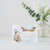 Waterverf Boho Beer Breng een boek Baby shower Informatiekaartje (Staand voorkant)