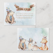 Waterverf Boho Beer Breng een boek Baby shower Informatiekaartje (Voorkant / Achterkant)