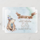 Waterverf Boho Beer rustieke dieren Baby shower Kaart (Voorkant / Achterkant)