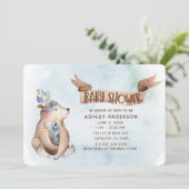 Waterverf Boho Beer rustieke dieren Baby shower Kaart (Staand voorkant)