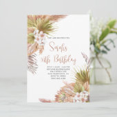 Waterverf Boho Beige Floral 50e Verjaardag Kaart (Staand voorkant)