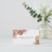 Waterverf Boho Beige Rozen Gedroogde palmbladeren Visitekaartje (Staand voorkant)