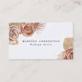 Waterverf Boho Beige Rozen Gedroogde palmbladeren Visitekaartje (Voorkant)