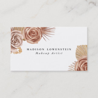 Waterverf Boho Beige Rozen Gedroogde palmbladeren Visitekaartje
