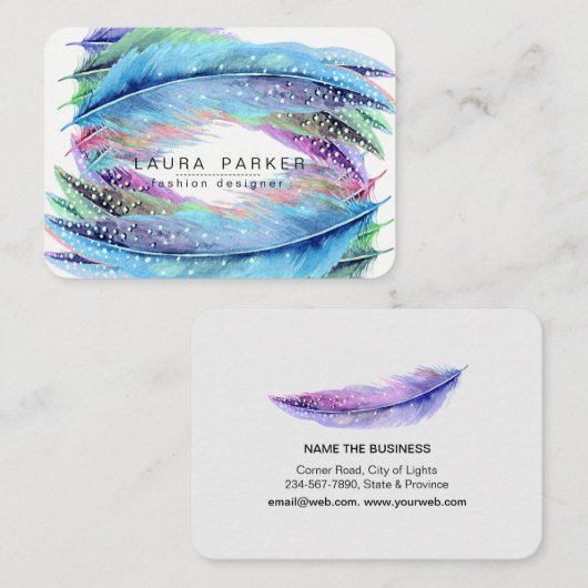 Waterverf Boho Bird Chic Visitekaartje (Voorkant / Achterkant)