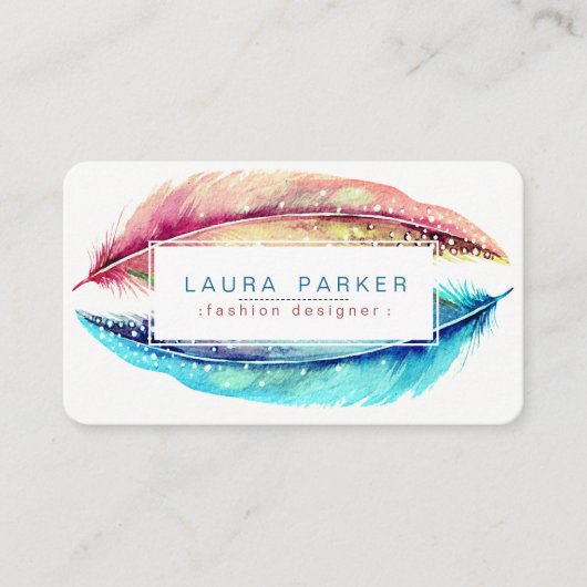 Waterverf Boho Bird Girly Modern Visitekaartje (Voorkant)