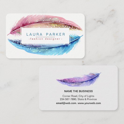 Waterverf Boho Bird Girly Modern Visitekaartje (Voorkant / Achterkant)