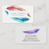 Waterverf Boho Bird Girly Modern Visitekaartje (Voorkant / Achterkant)