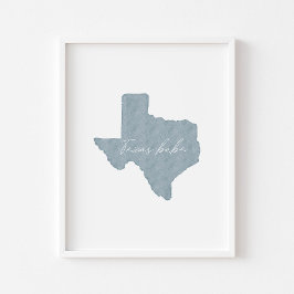 Waterverf boho blauw Texas babe print