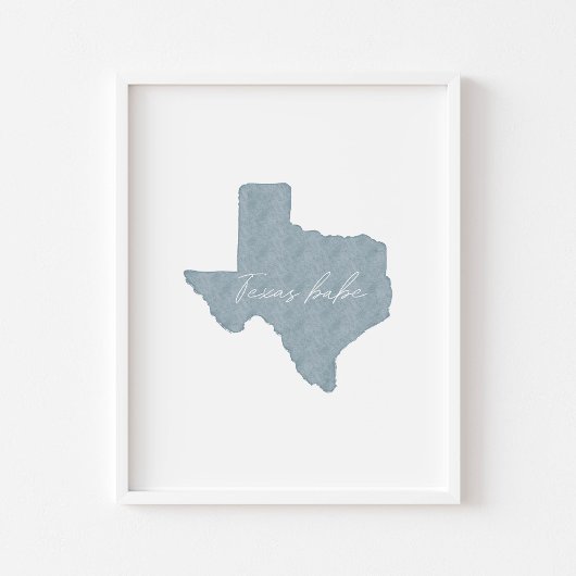 Waterverf boho blauw Texas babe print