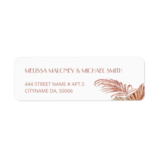 Waterverf Boho Bloem Terracotta Etiket (Voorkant)