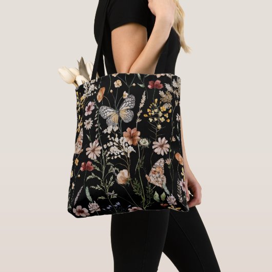 Waterverf Boho Bloem Tote Bag (Dichtbij)