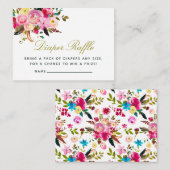 Waterverf Boho Bloemen Baby shower Luier Raffle Informatiekaartje (Voorkant / Achterkant)