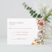 Waterverf Boho Bloemen Bruiloft RSVP Informatiekaartje (Staand voorkant)
