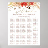 Waterverf Boho Bloemen Bruiloft Zitkaarten Poster (Voorkant)