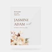 Waterverf Boho Bloemen Herfst Huwelijk Welkom Acryl Bord (Voorkant)