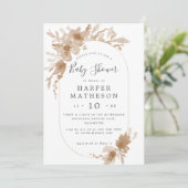 Waterverf boho bloemen langwerpig baby shower invi kaart (Staand voorkant)