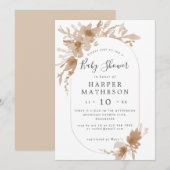 Waterverf boho bloemen langwerpig baby shower invi kaart (Voorkant / Achterkant)