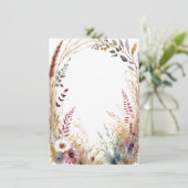 Waterverf Boho Bloemen lijst Blanco bruiloft Kaart (Staand voorkant)
