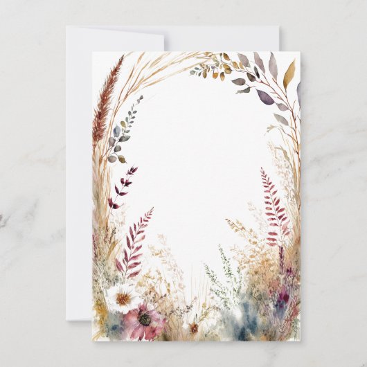 Waterverf Boho Bloemen lijst Blanco bruiloft Kaart (Voorkant)