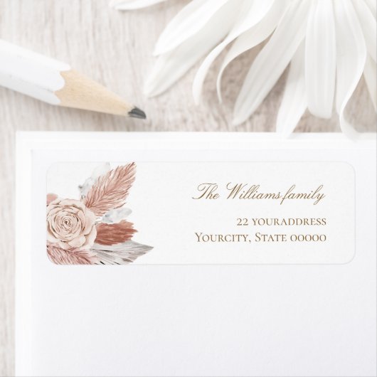 waterverf boho bloemen pampasgras etiket (Insitu)