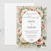 Waterverf Boho Bloemen Rustiek Huwelijk Kaart (Voorkant / Achterkant)