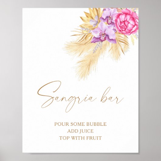 Waterverf boho bloemen - sangria bar poster (Voorkant)
