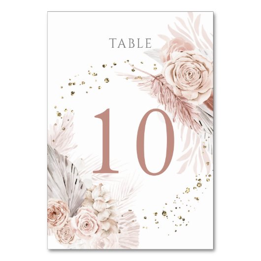 waterverf boho bloemen Tabel Nummer 10 Kaart (Voorkant)